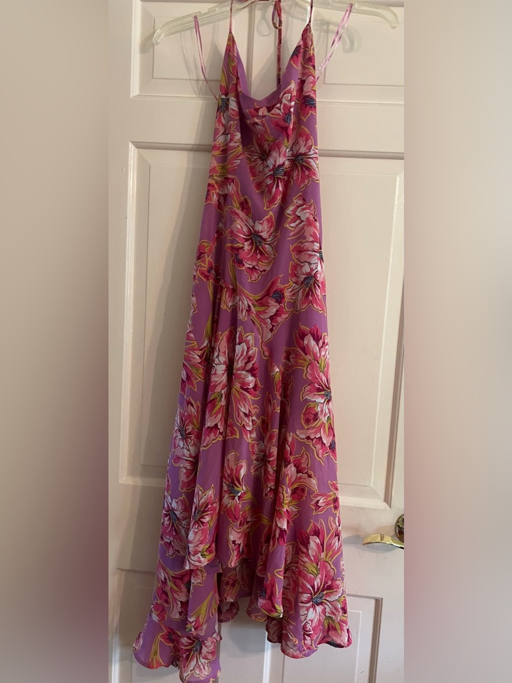 Astr Floral Pink Slip long Midi Dress asymmetrical High Low Hem feminine wedding - Picture 7 of 10